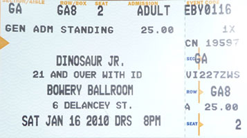 dinosaur jr. ticket @ bowery ballroom